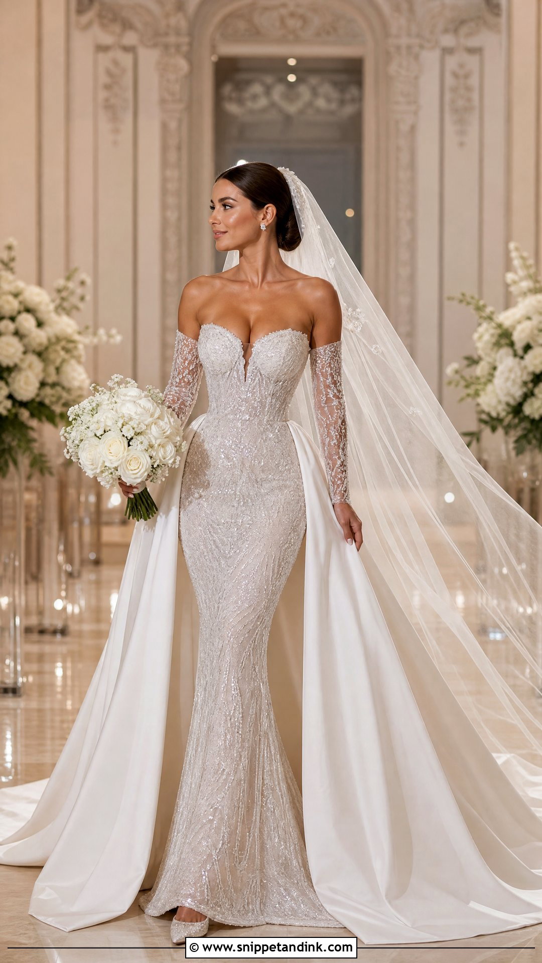 Convertible Sparkly Wedding Dress With Detachable Sleeves - Snippet and Ink - 20 Sparkly Wedding Dress with Sleeves