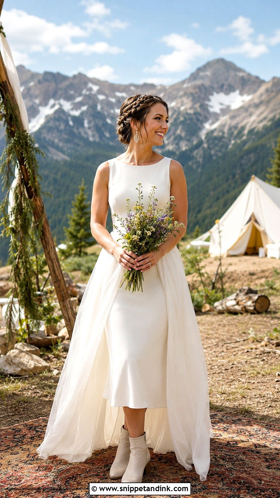 Convertible Wedding Dress With A Removable Overskirt - Snippet and Ink - 20 Granola Wedding Dress Ideas