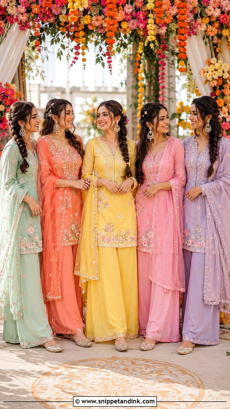 Coordinated Bridesmaid Kurta Mehndi Outfit - Snippet and Ink - 20 Mehndi Ceremony Outfit for Sister Ideas