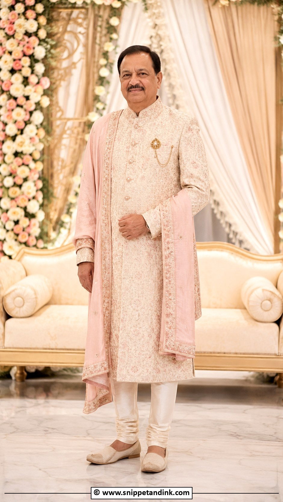 Coordinated Father Of The Bride Sherwani - Snippet and Ink - 25 Indian Bride's Father Outfit Ideas