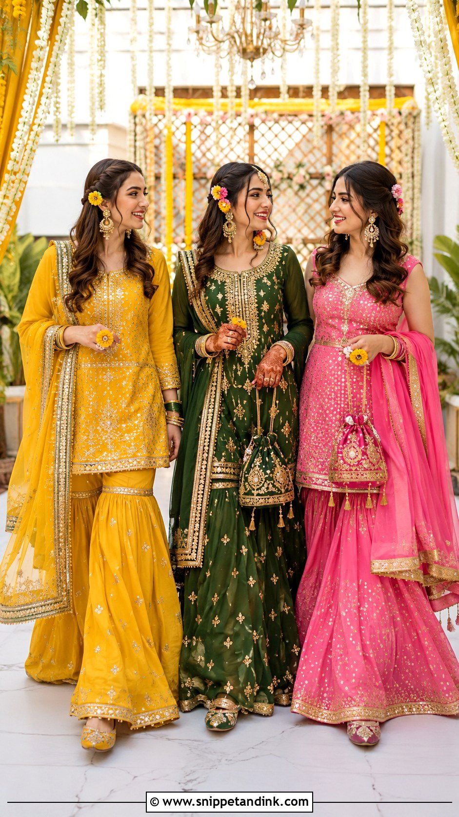 Coordinated Sisters Mehndi Outfits - Snippet and Ink - 30 Pakistani Wedding Outfits Sisters