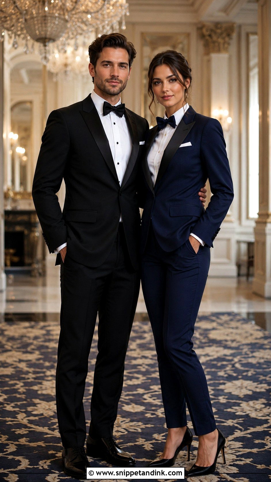 Coordinated Tuxedos Couple Wedding Outfit - Snippet and Ink - 20 Couples Wedding Outfits