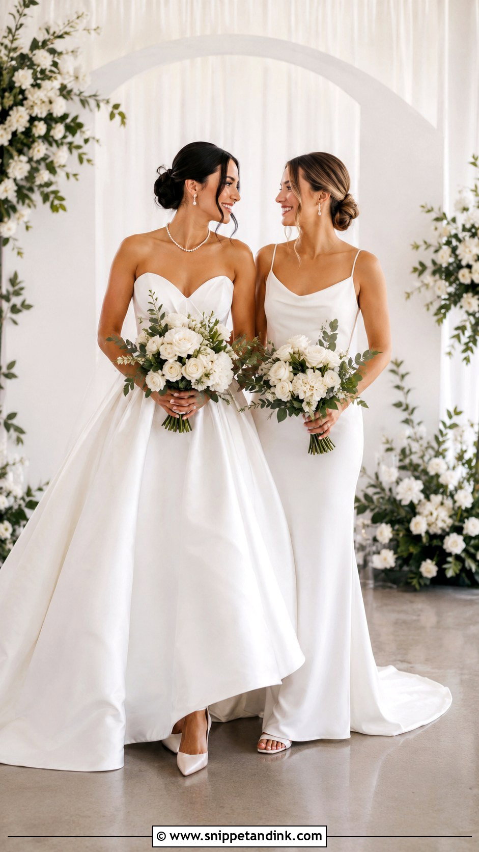 Coordinated White Gowns Couple Wedding Outfit - Snippet and Ink - 20 Couple Matching Wedding Outfits