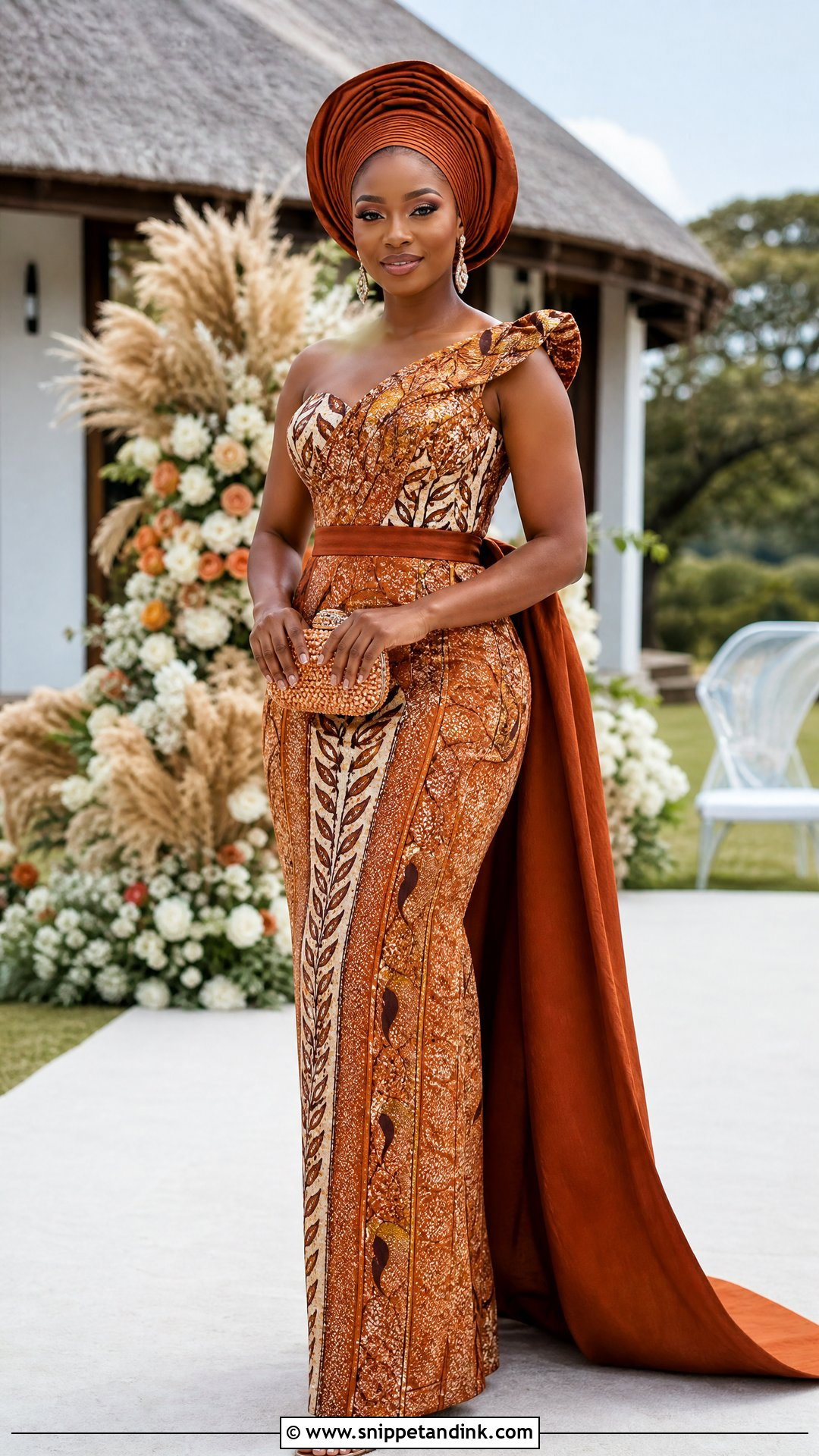 Copper Chitenge Column Dress - Snippet and Ink - 20 Chilanga Mulilo Dress for Bride Ideas