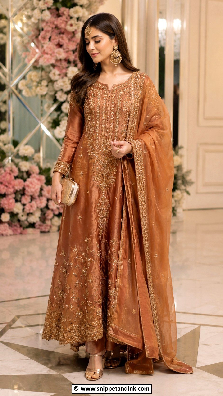 Copper Long Frock Barat Dress - Snippet and Ink - 30 Barat Dresses Pakistani for Sisters
