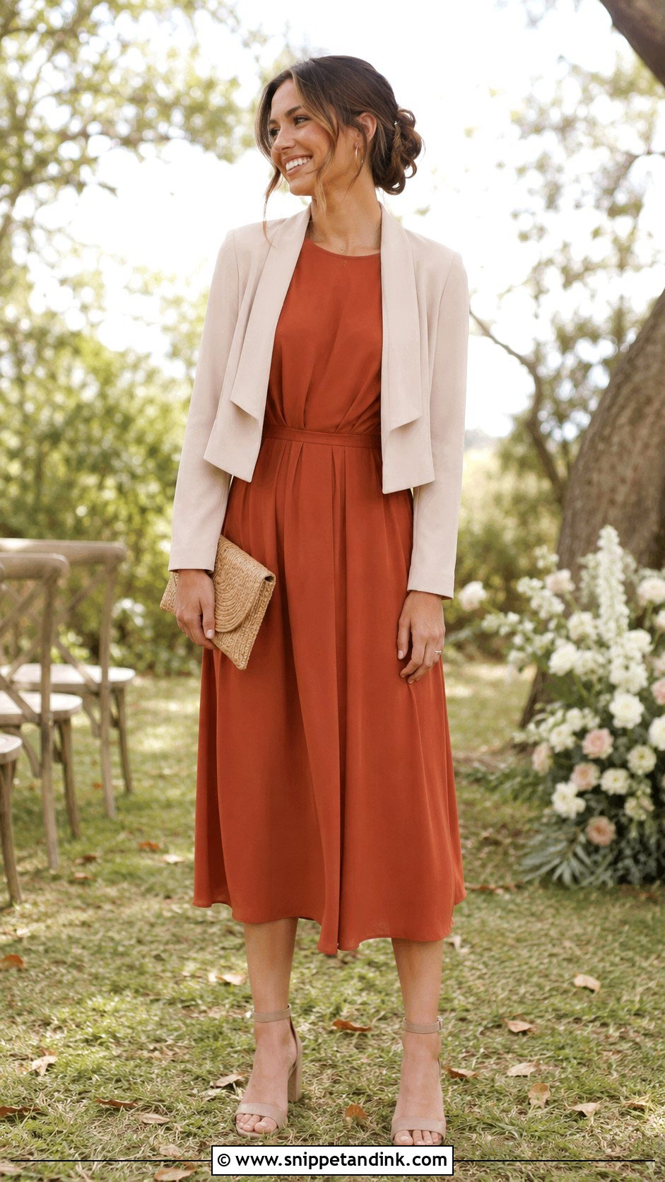 Copper Long Sleeve Dress Outdoor Wedding Outfit - Snippet and Ink - 20 Copper Dress Outfit Wedding Ideas