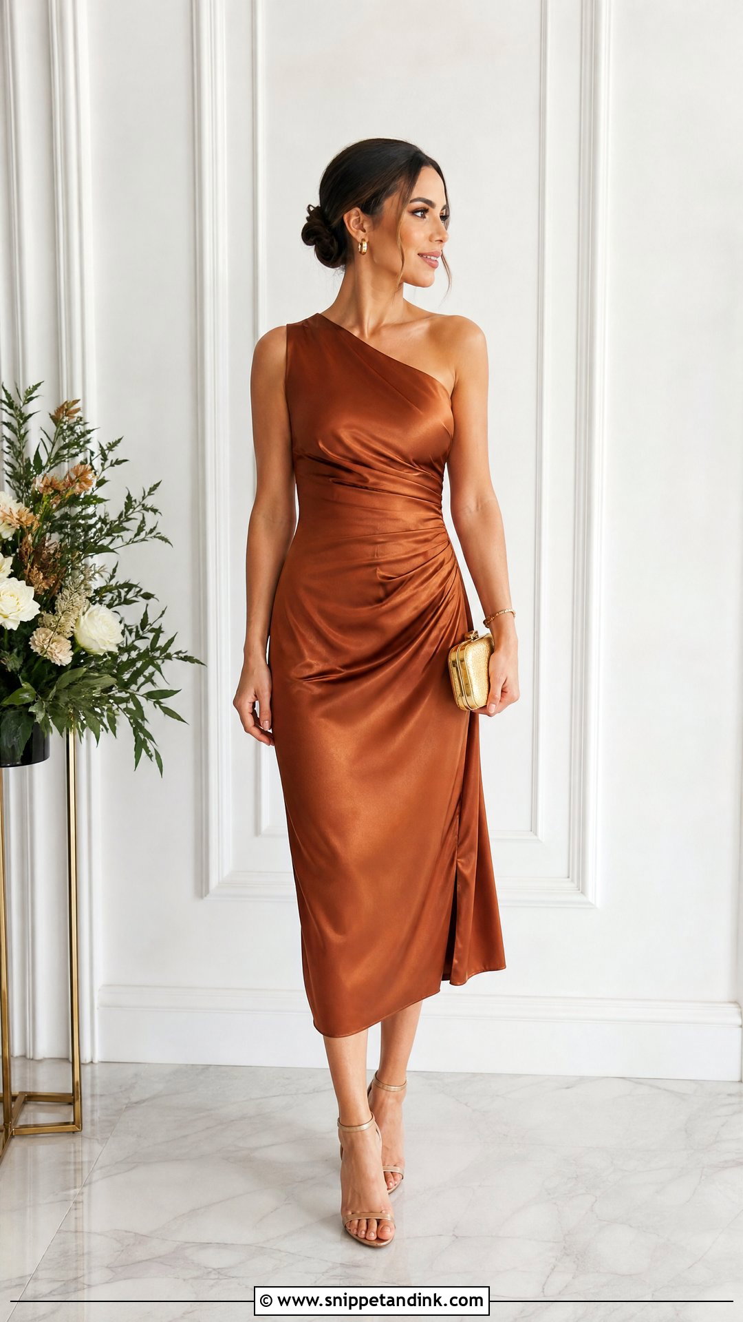 Copper One Shoulder Dress - Snippet and Ink - 25 October Wedding Dresses