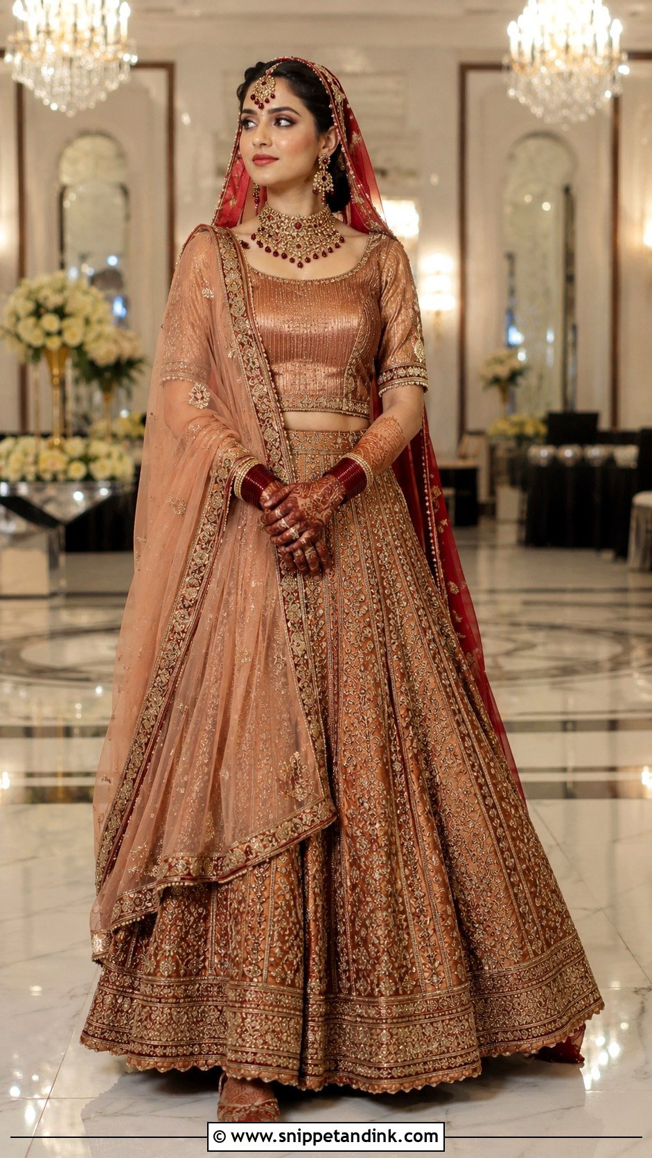 Copper Tissue Lehenga Barat Dress - Snippet and Ink - 20 Barat Dress for Bride Ideas