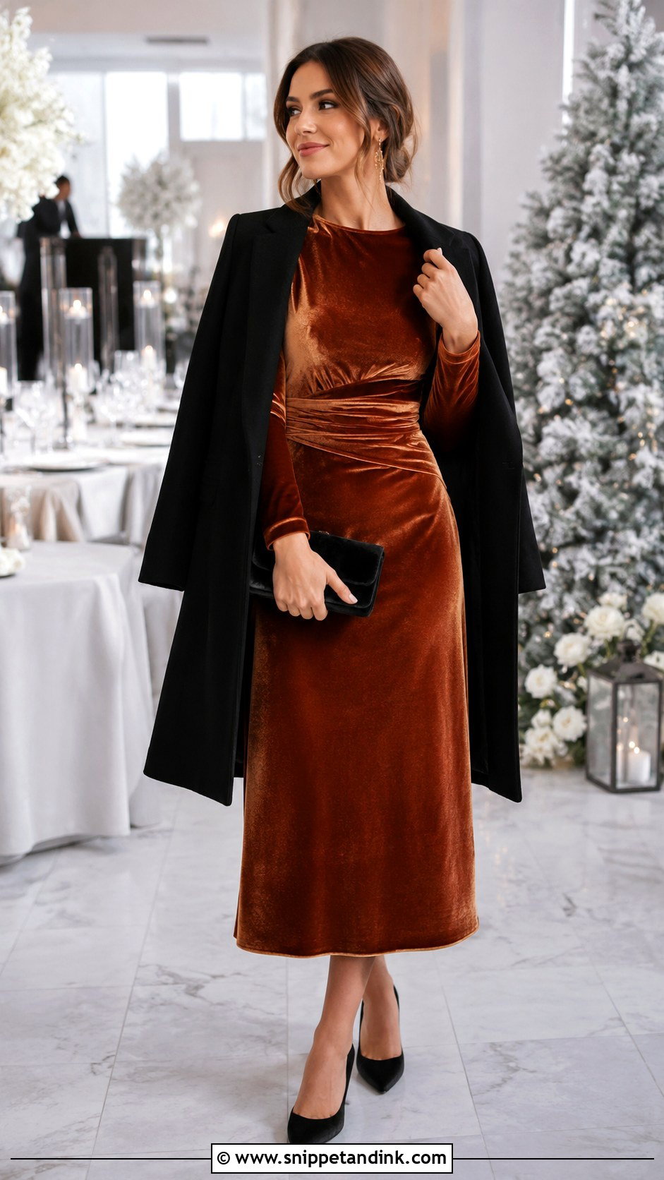 Copper Velvet Dress Winter Wedding Outfit - Snippet and Ink - 20 Copper Dress Outfit Wedding Ideas