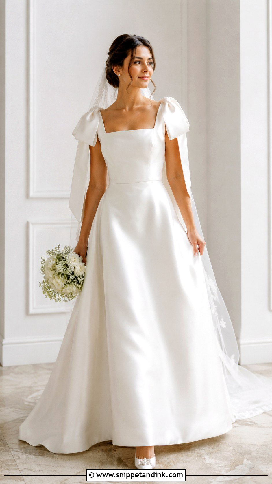 Coquette Bow Shoulder Wedding Dress - Snippet and Ink - 25 Coquette Wedding Dress Ideas