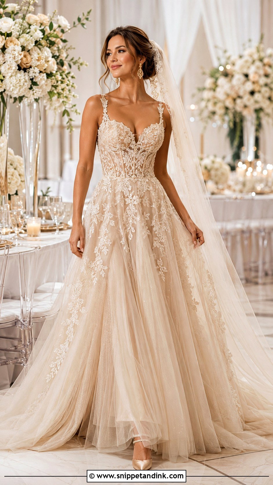 Coquette Champagne Wedding Dress - Snippet and Ink - 25 Coquette Wedding Dress Ideas