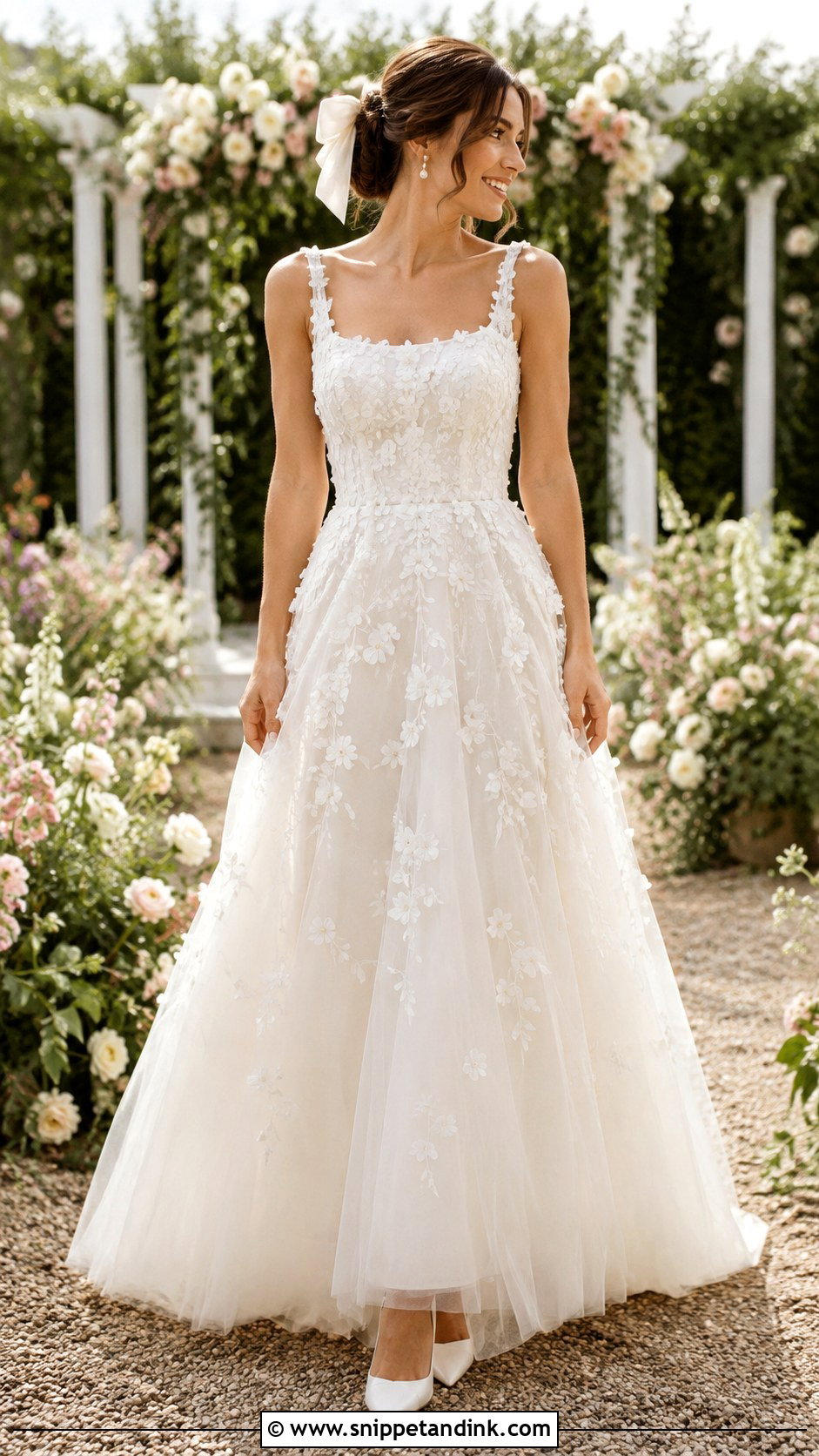 Coquette Floral Applique Wedding Dress - Snippet and Ink - 25 Coquette Wedding Dress Ideas