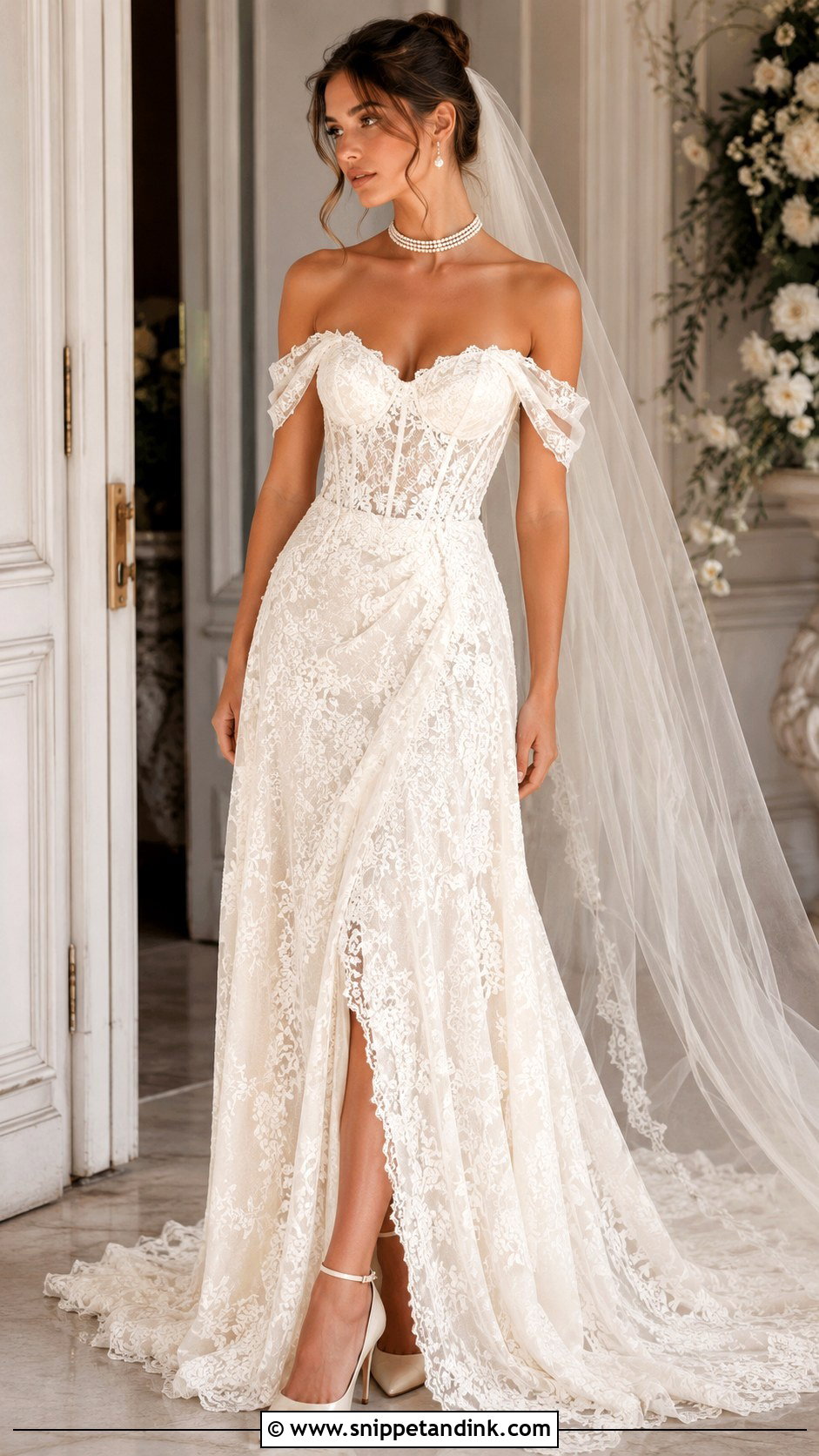 Coquette Off Shoulder Wedding Dress - Snippet and Ink - 25 Coquette Wedding Dress Ideas