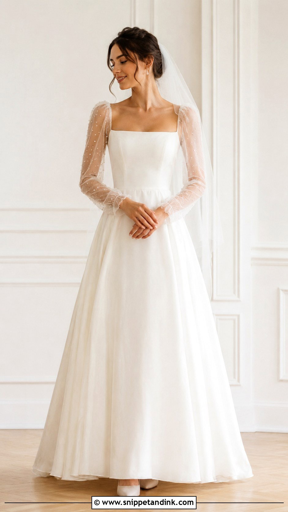 Coquette Sheer Sleeve Wedding Dress - Snippet and Ink - 25 Coquette Wedding Dress Ideas