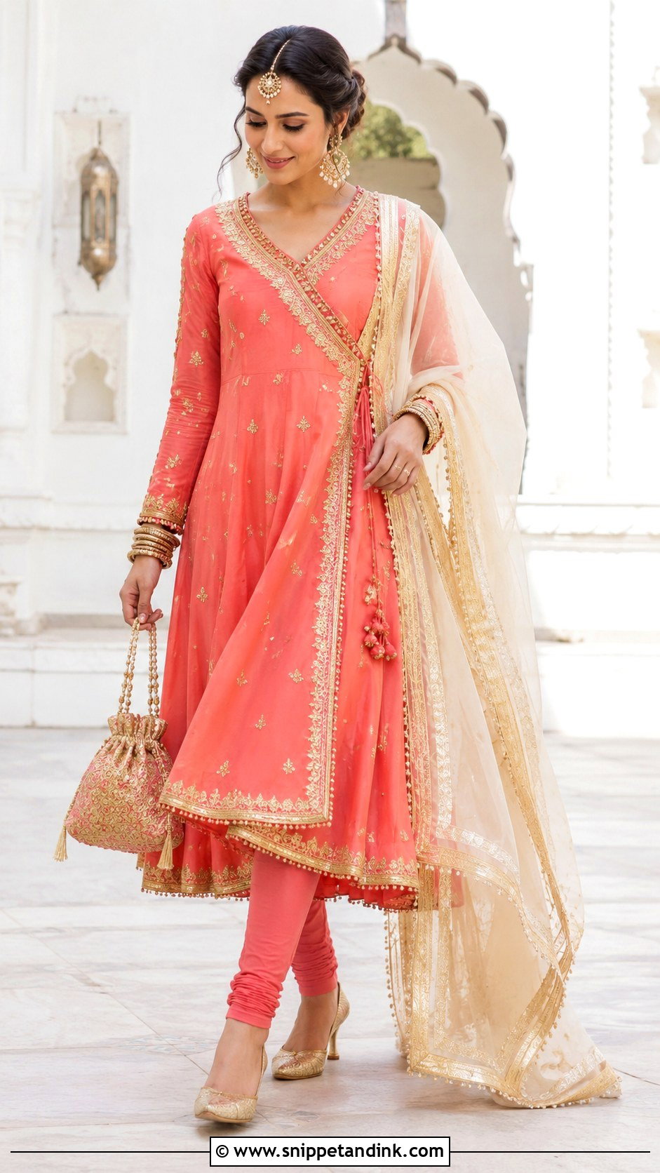 Coral Angarkha Bridal Salwar Suit - Snippet and Ink - 20 Bridal Salwar Suits