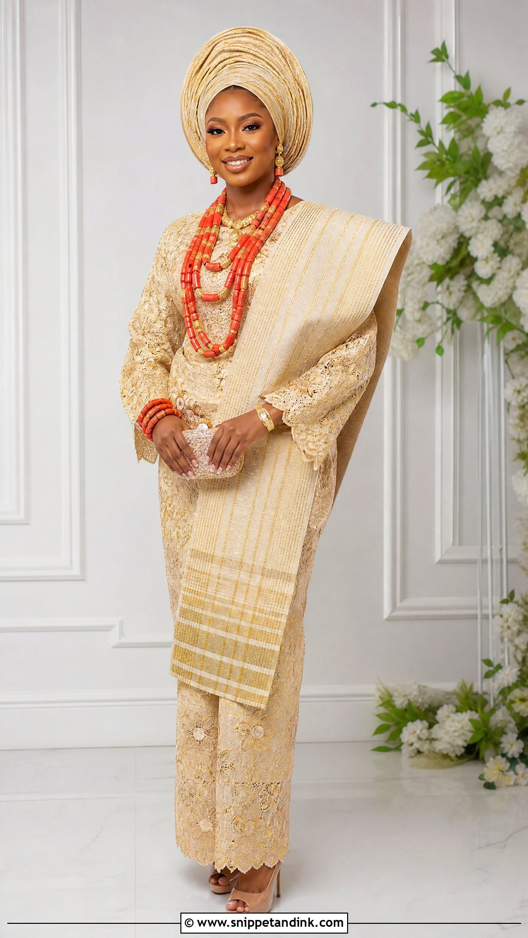 Coral Bead Yoruba Bridal Attire - Snippet and Ink - 25 Yoruba Bride Traditional Attire Ideas