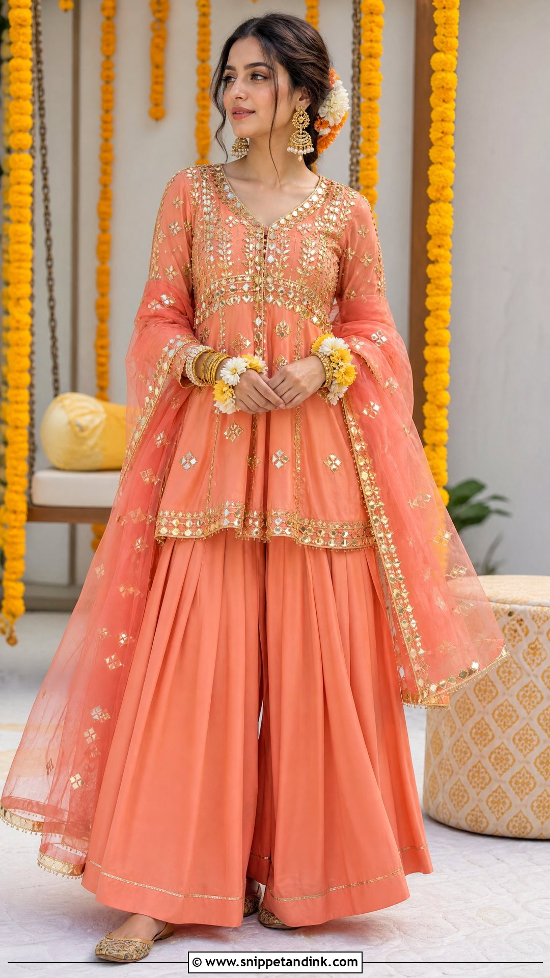 Coral Dhaka Pajama Pakistani Wedding Dress - Snippet and Ink - 20 New Pakistani Wedding Dresses