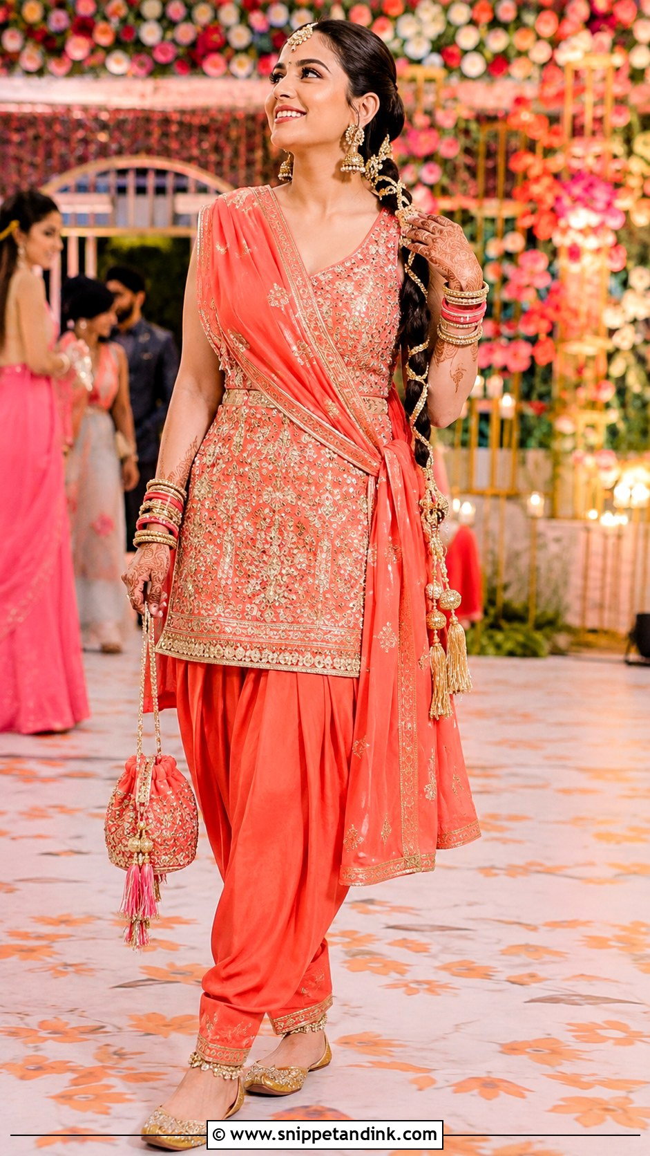 Coral Dhoti Salwar Punjabi Bridal Suit - Snippet and Ink - 20 Indian Punjabi Bridal Suits