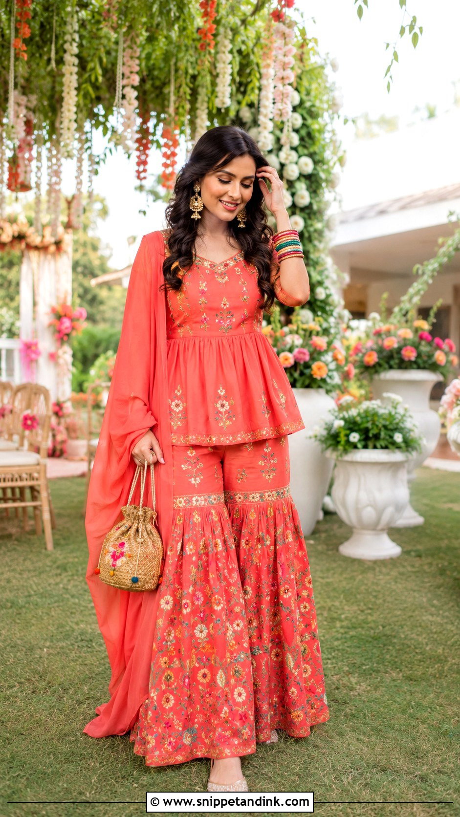 Coral Floral Garara - Snippet and Ink - 20 Garara for Wedding Ideas