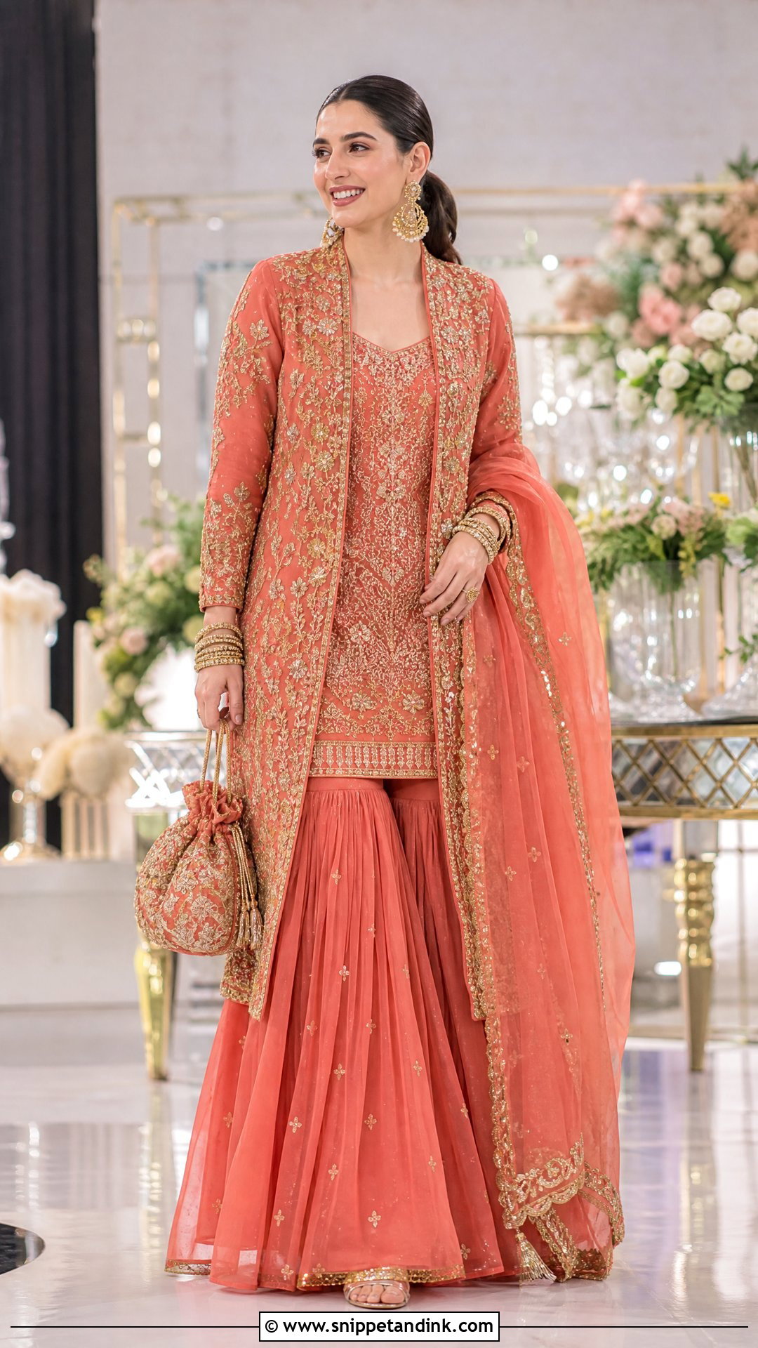 Coral Jacket Punjabi Bridal Suit - Snippet and Ink - 20 Punjabi Bridal Wedding Suit Ideas