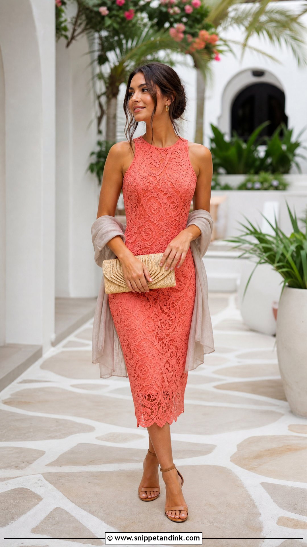 Coral Lace Dress for Destination Wedding - Snippet and Ink - 20 Lace Dress for Wedding Ideas