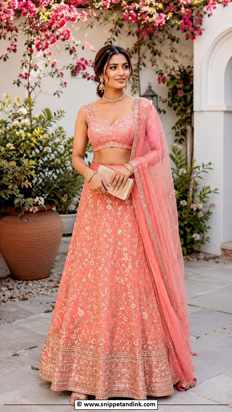 Coral Lehenga Barat Dress - Snippet and Ink - 30 Barat Dress Ideas