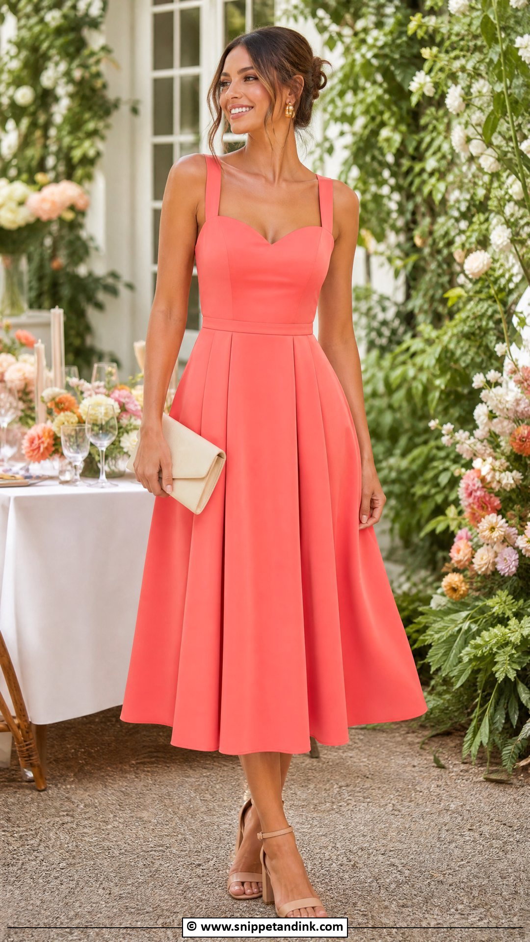 Coral Midi Maid Of Honour Dress - Snippet and Ink - 35 Maid of Honour Dresses
