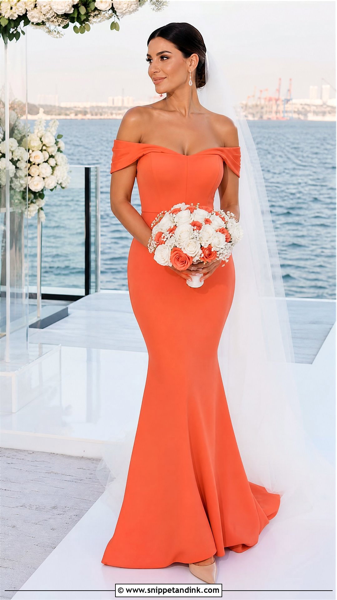 Coral Orange Mermaid Wedding Dress - Snippet and Ink - 20 Orange Wedding Dresses