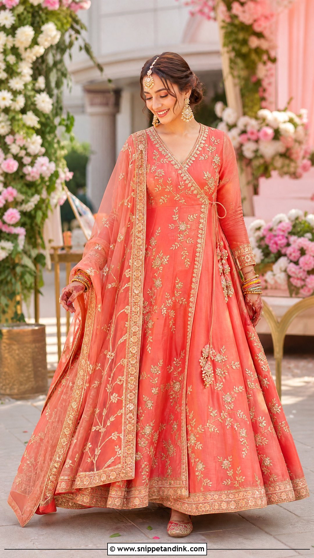 Coral Pakistani Bridal Angrakha Lehenga - Snippet and Ink - 20 Pakistani Bridal Wedding Dresses