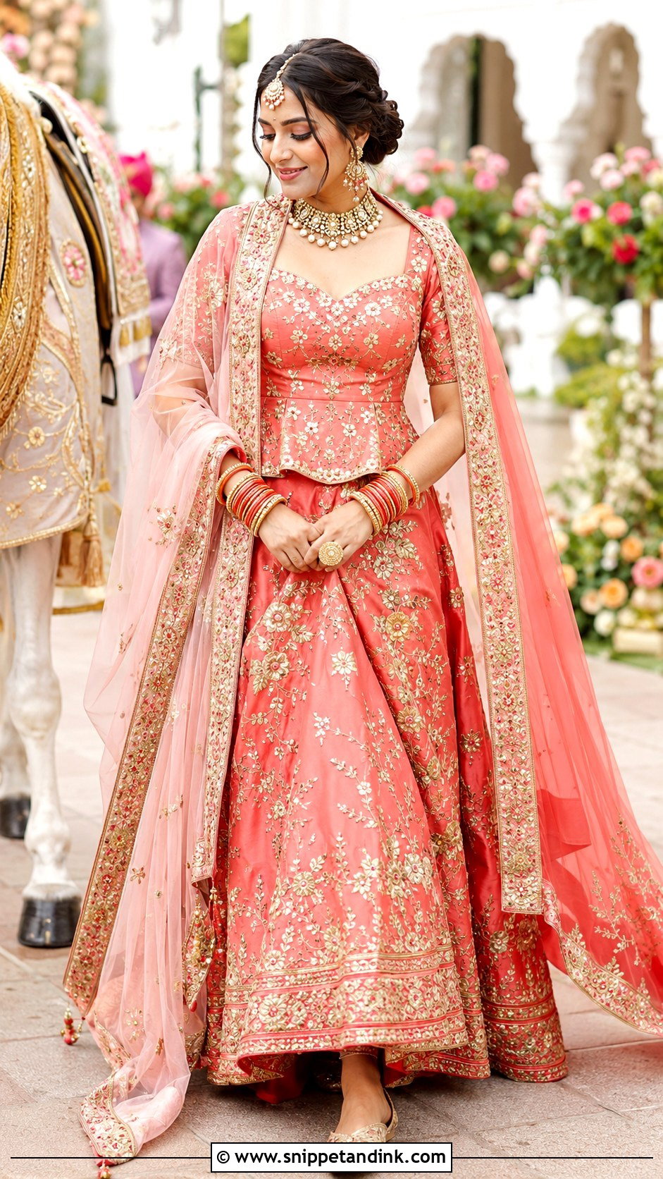 Coral Pakistani Bridal Lehenga - Snippet and Ink - 20 New Pakistani Bridal Dresses