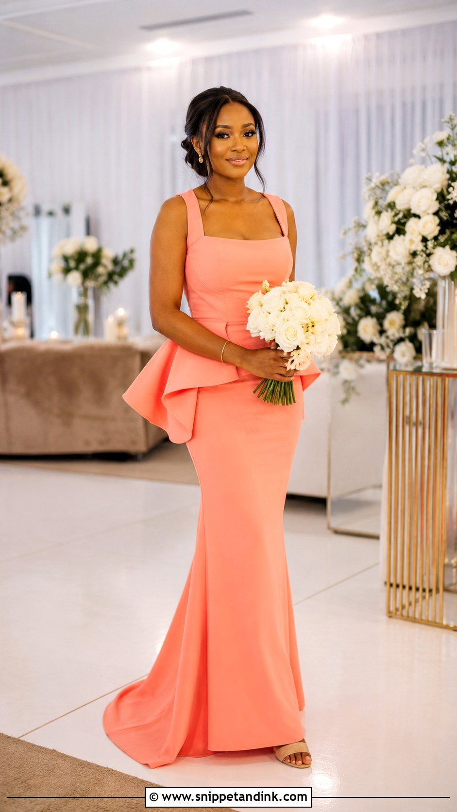 Coral Peplum Bridal Train Dress - Snippet and Ink - 20 Bridal Train Dresses Nigeria