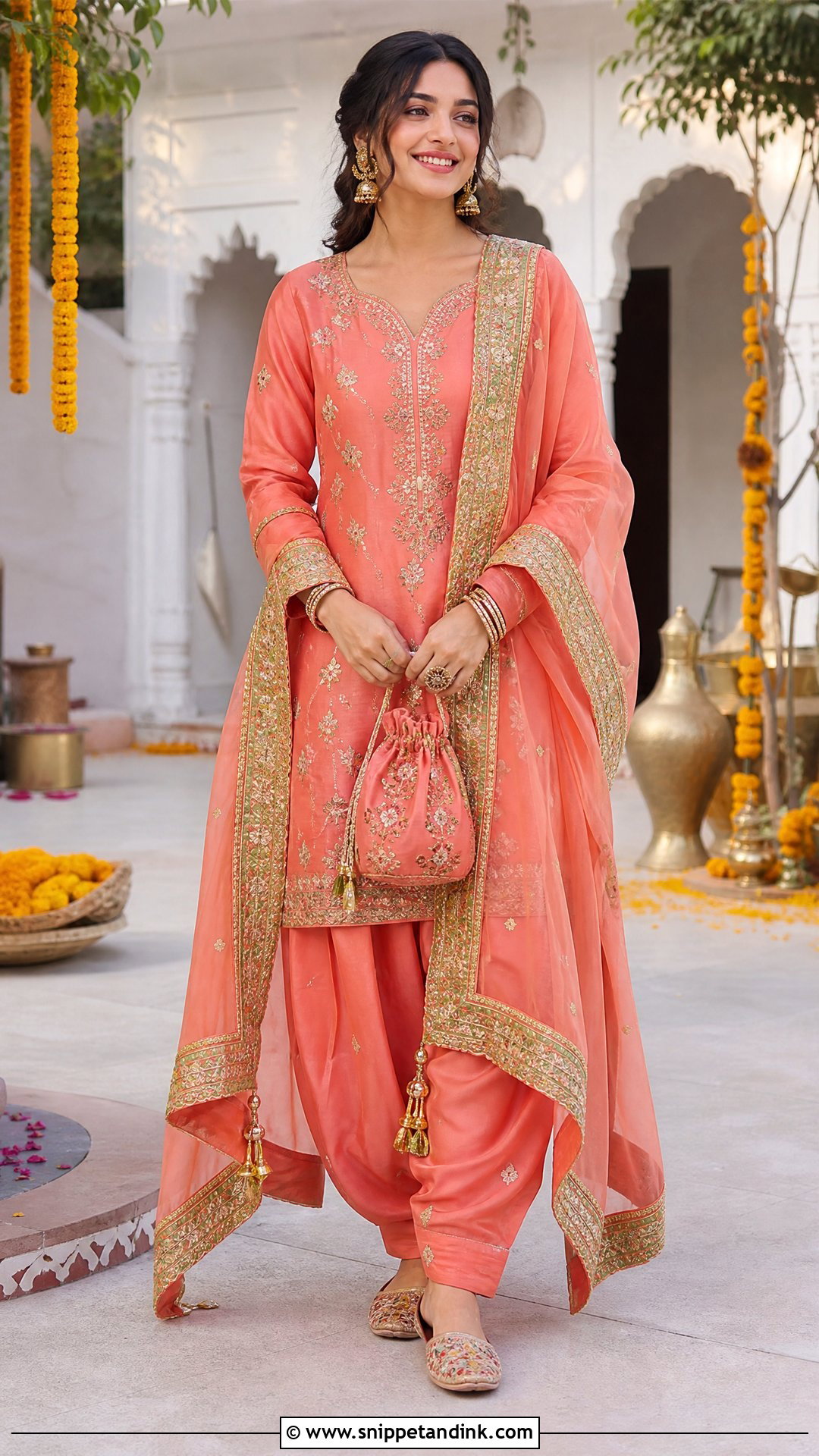 Coral Punjabi Salwar Suit For Wedding - Snippet and Ink - 25 Trending Punjabi Suits for Wedding