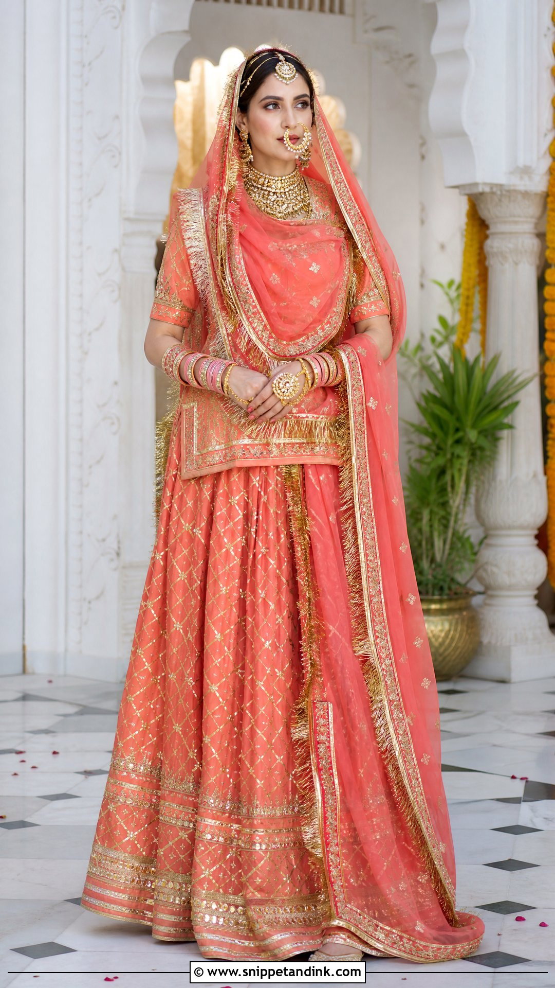 Coral Rajputi Bridal Poshak - Snippet and Ink - 20 Rajputi Bridal Poshak Ideas