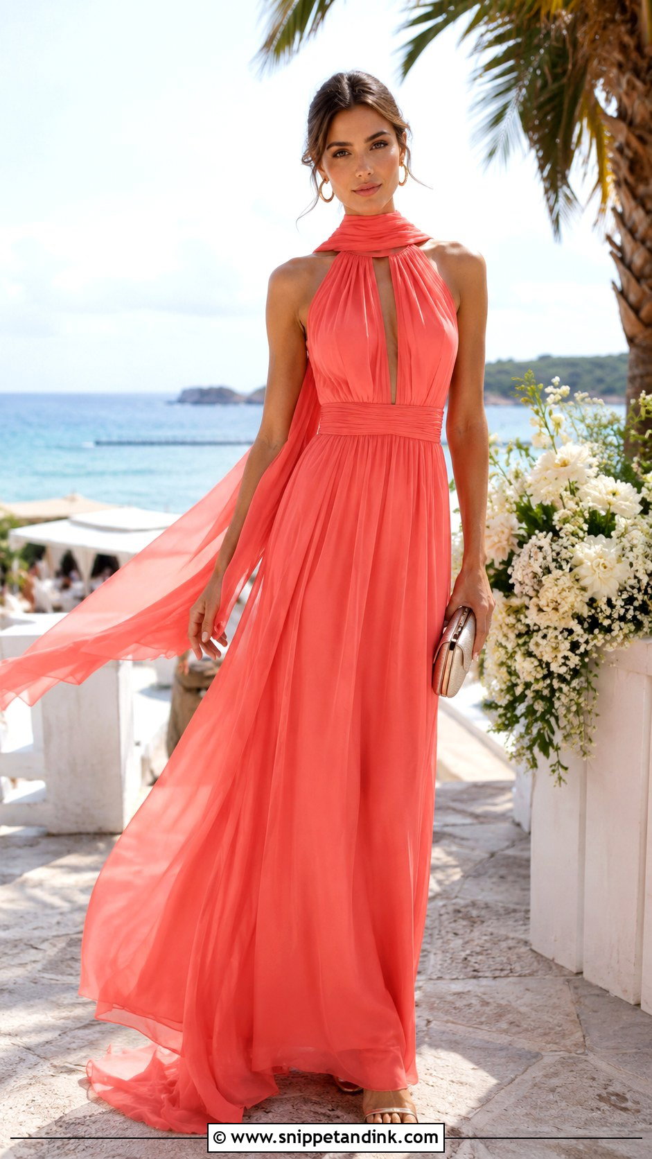 Coral Scarf Neck Wedding Party Gown - Snippet and Ink - 20 Gown for Wedding Party Ideas