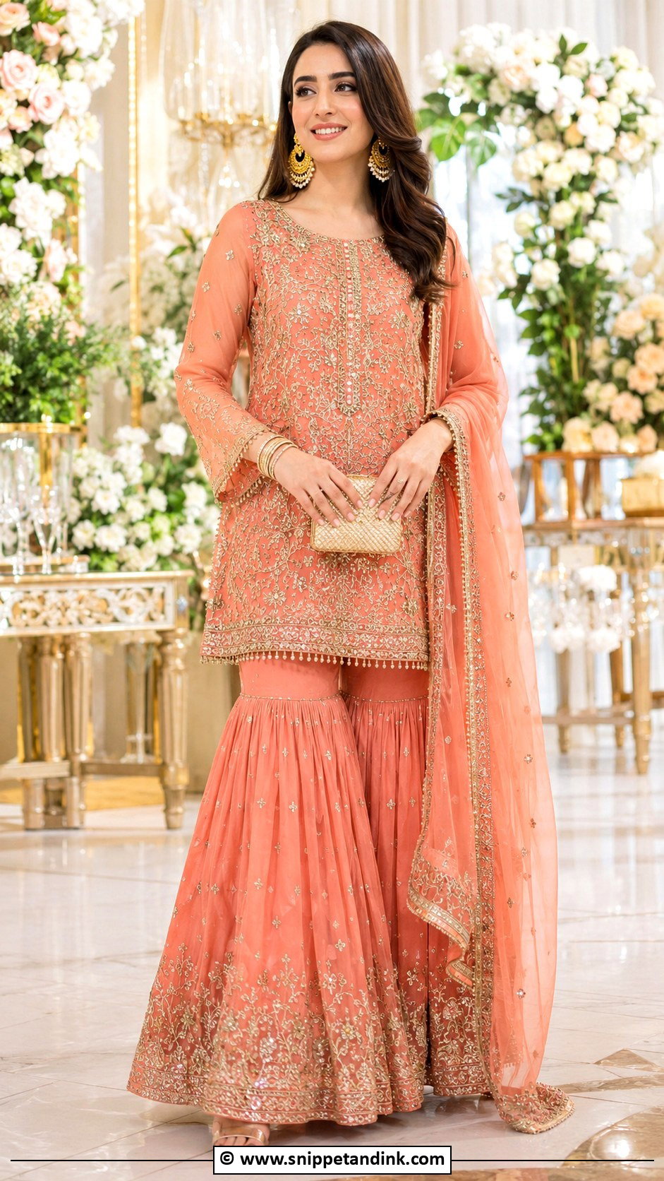 Coral Sharara Barat Dress - Snippet and Ink - 30 Barat Dresses Pakistani for Sisters