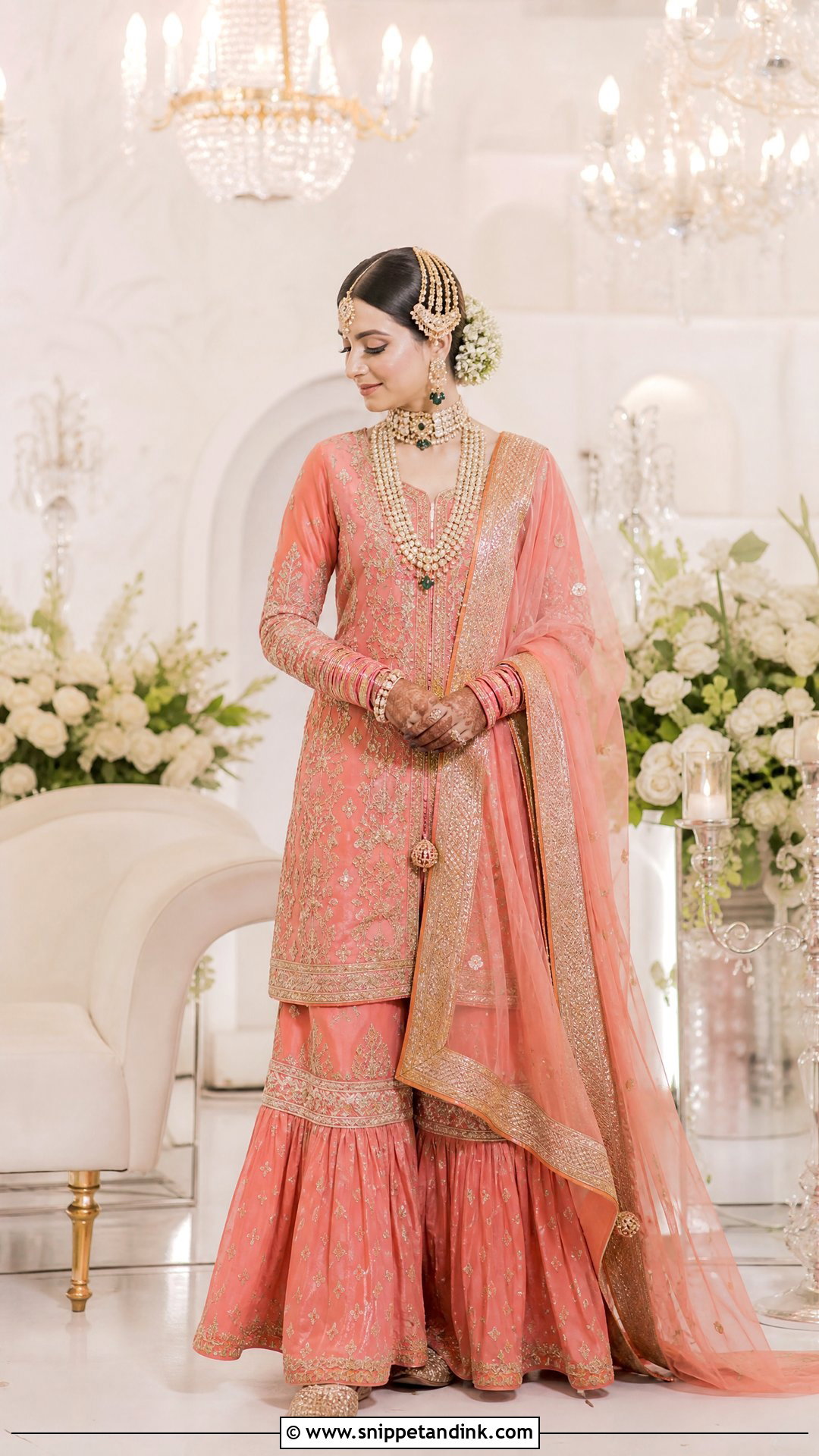 Coral Sharara Hyderabadi Bride - Snippet and Ink - 20 Hyderabadi Bride Ideas
