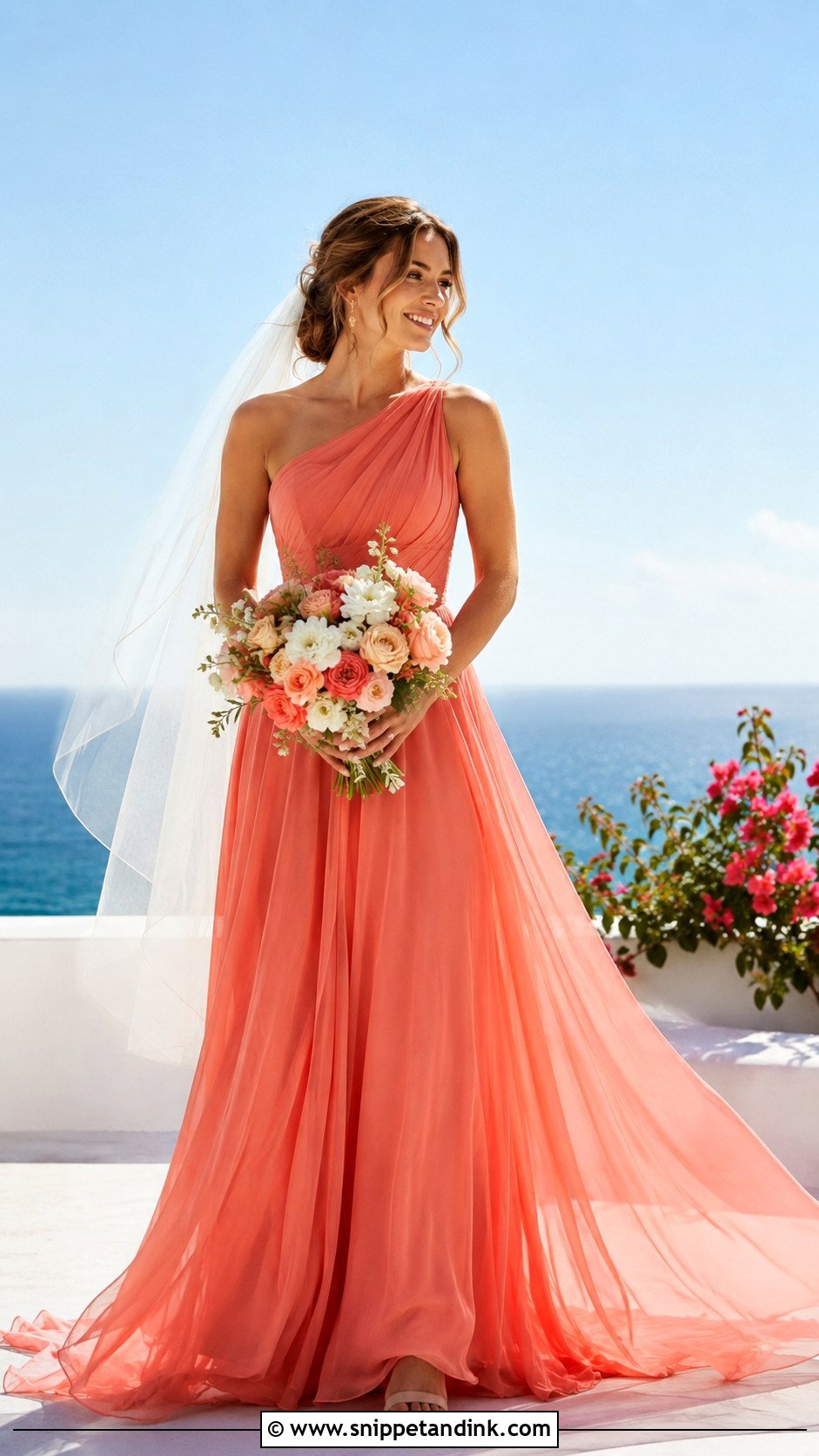 Coral Wedding Dress - Snippet and Ink - 20 Colour Wedding Dress Ideas