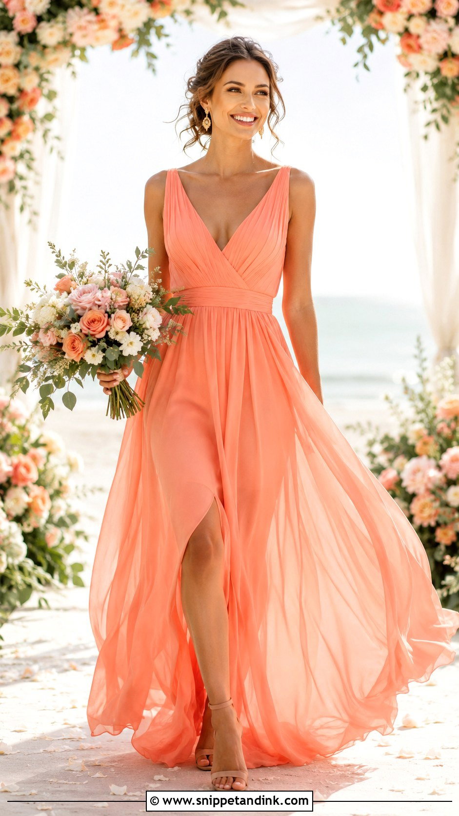 Coral Wedding Gown - Snippet and Ink - 25 Colored Wedding Gowns