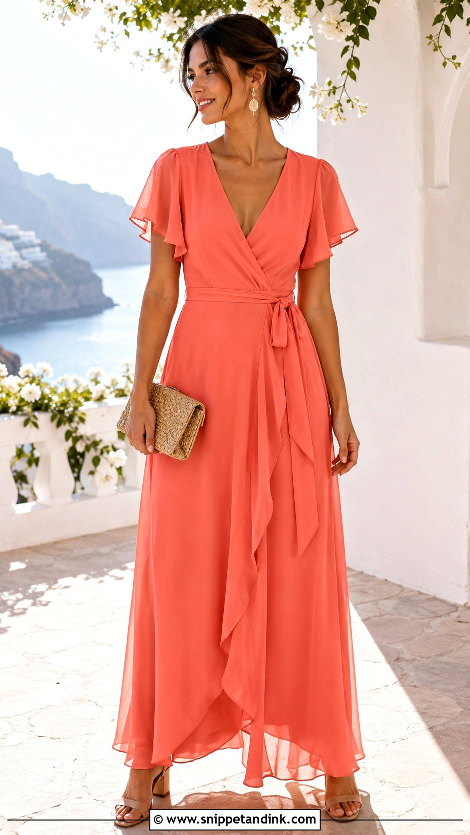 Coral Wrap Maid of Honor Dress - Snippet and Ink - 20 Dresses for Maid of Honor