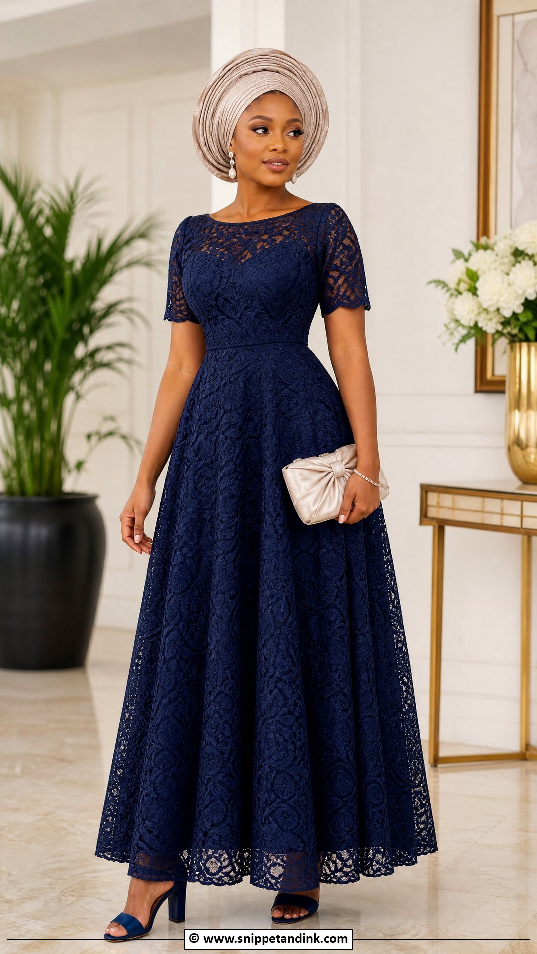 Cord Lace A Line Gown - Snippet and Ink - 35 Cord Lace Gown Styles