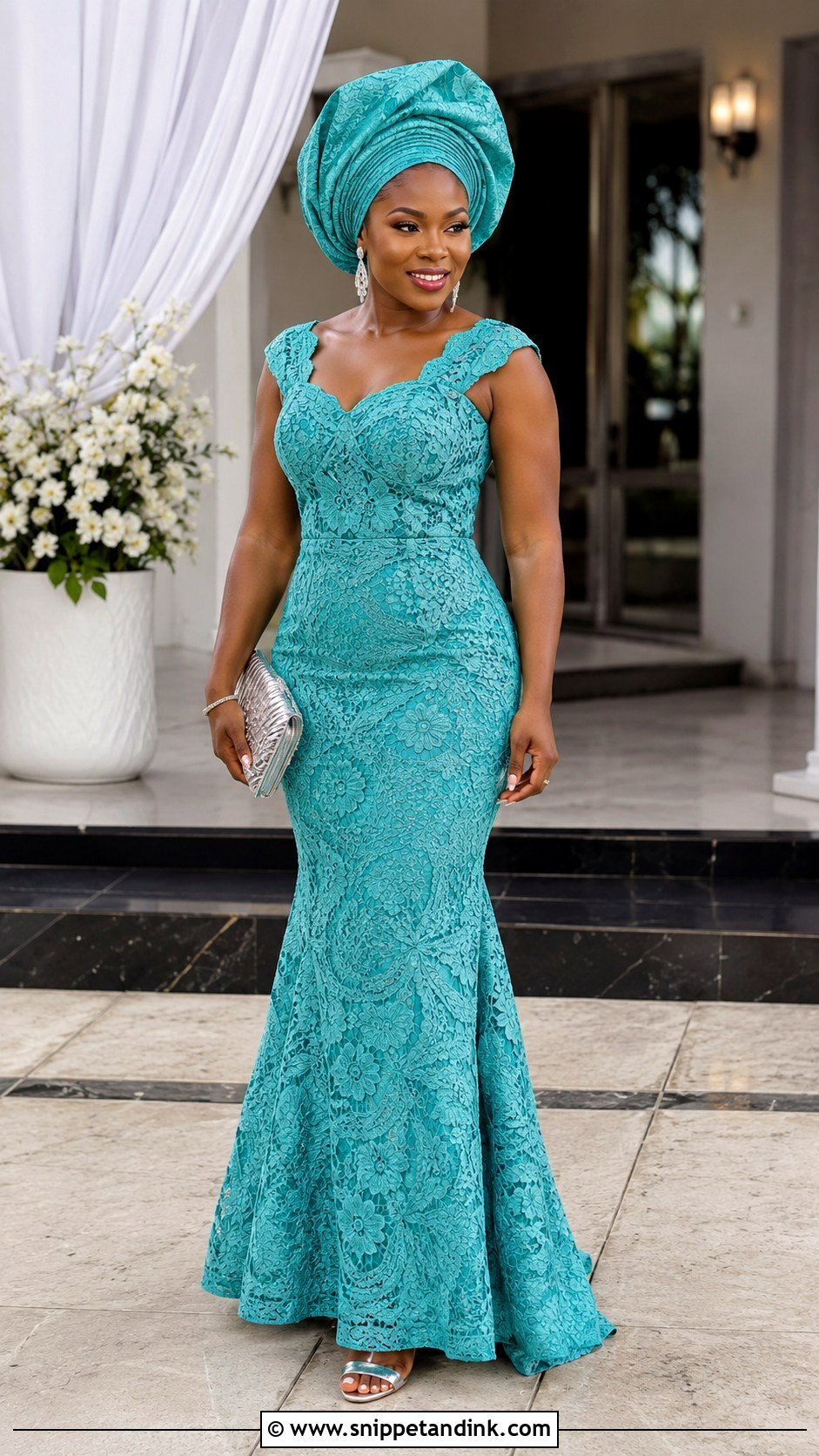 Cord Lace Aso Ebi Gown - Snippet and Ink - 25 Simple Aso Ebi Lace Gown Styles