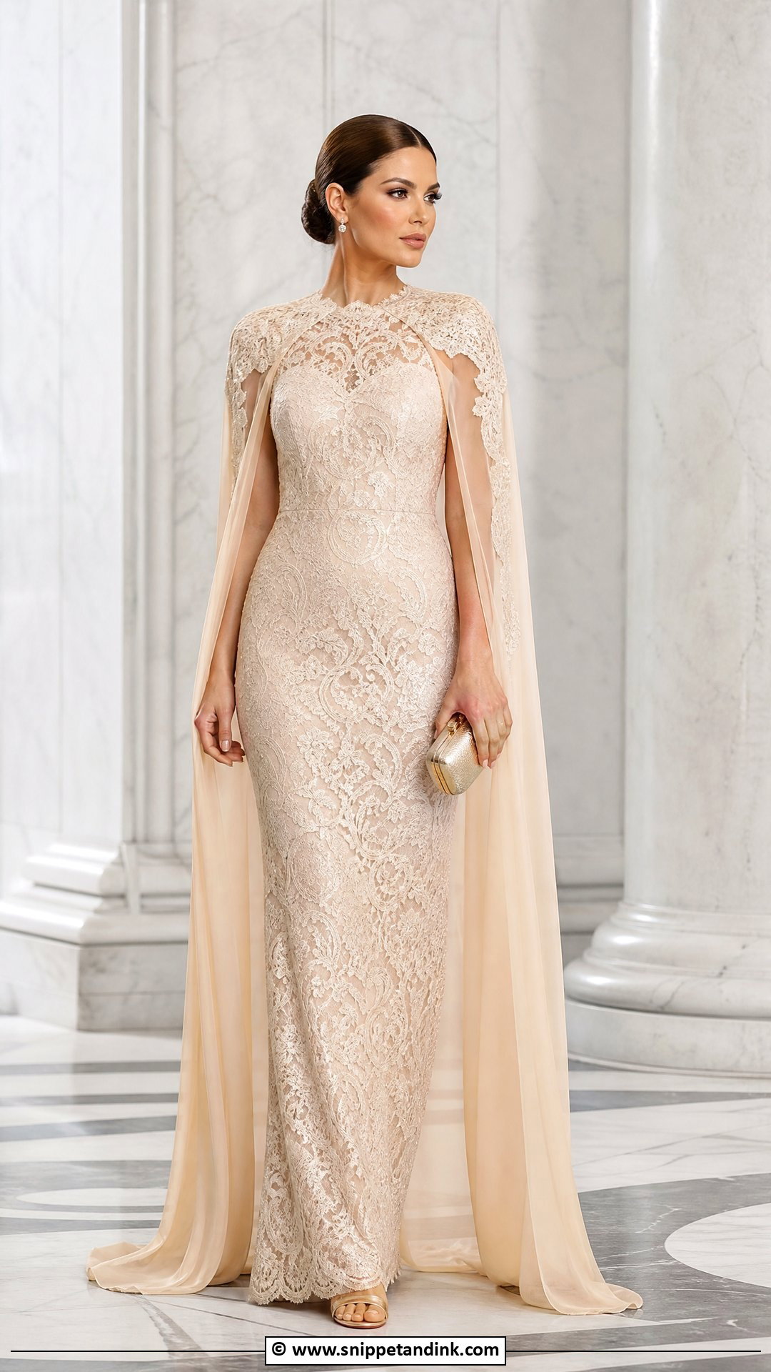 Cord Lace Cape Gown - Snippet and Ink - 35 Cord Lace Gown Styles