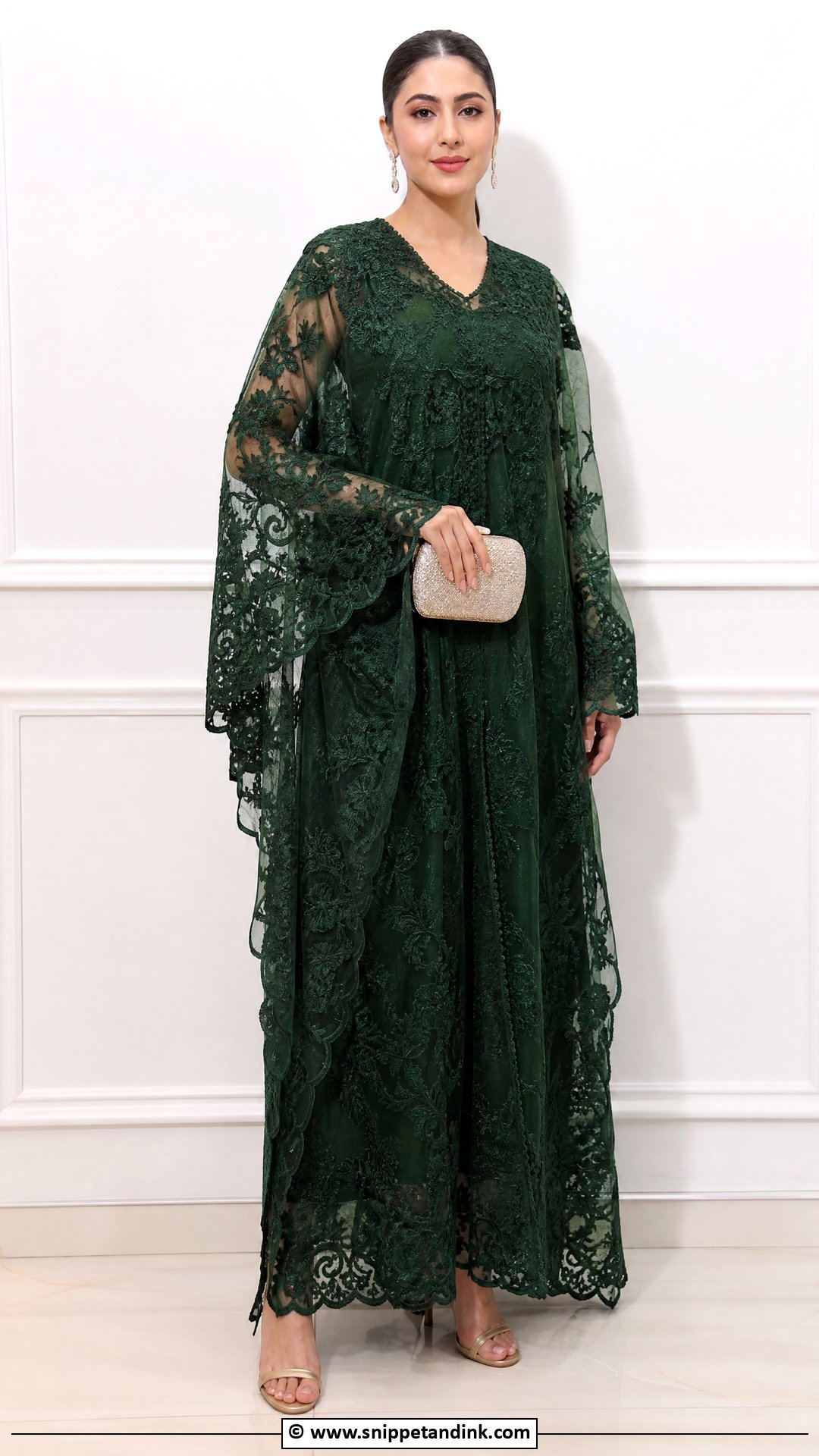 Cord Lace Gown With Bell Sleeves - Snippet and Ink - 35 Cord Lace Gown Styles