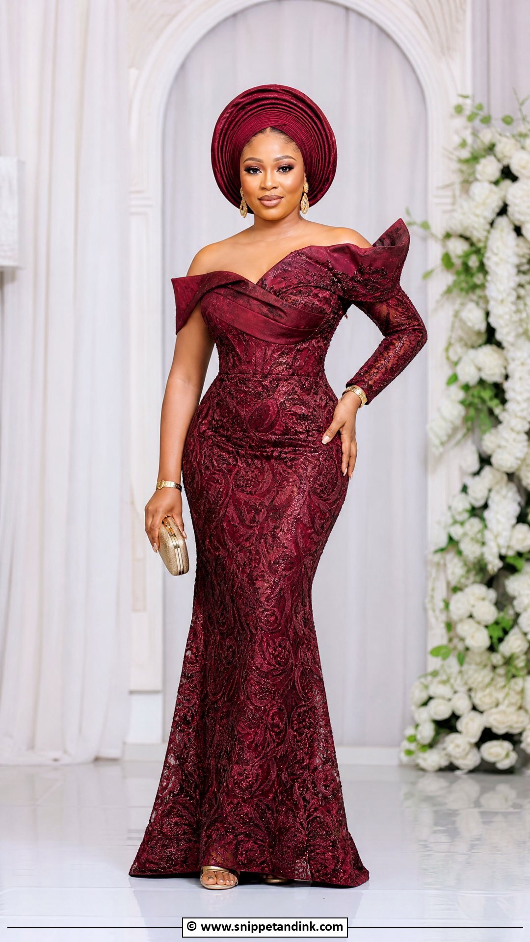 Cord Lace Gown With Gele - Snippet and Ink - 35 Cord Lace Gown Styles