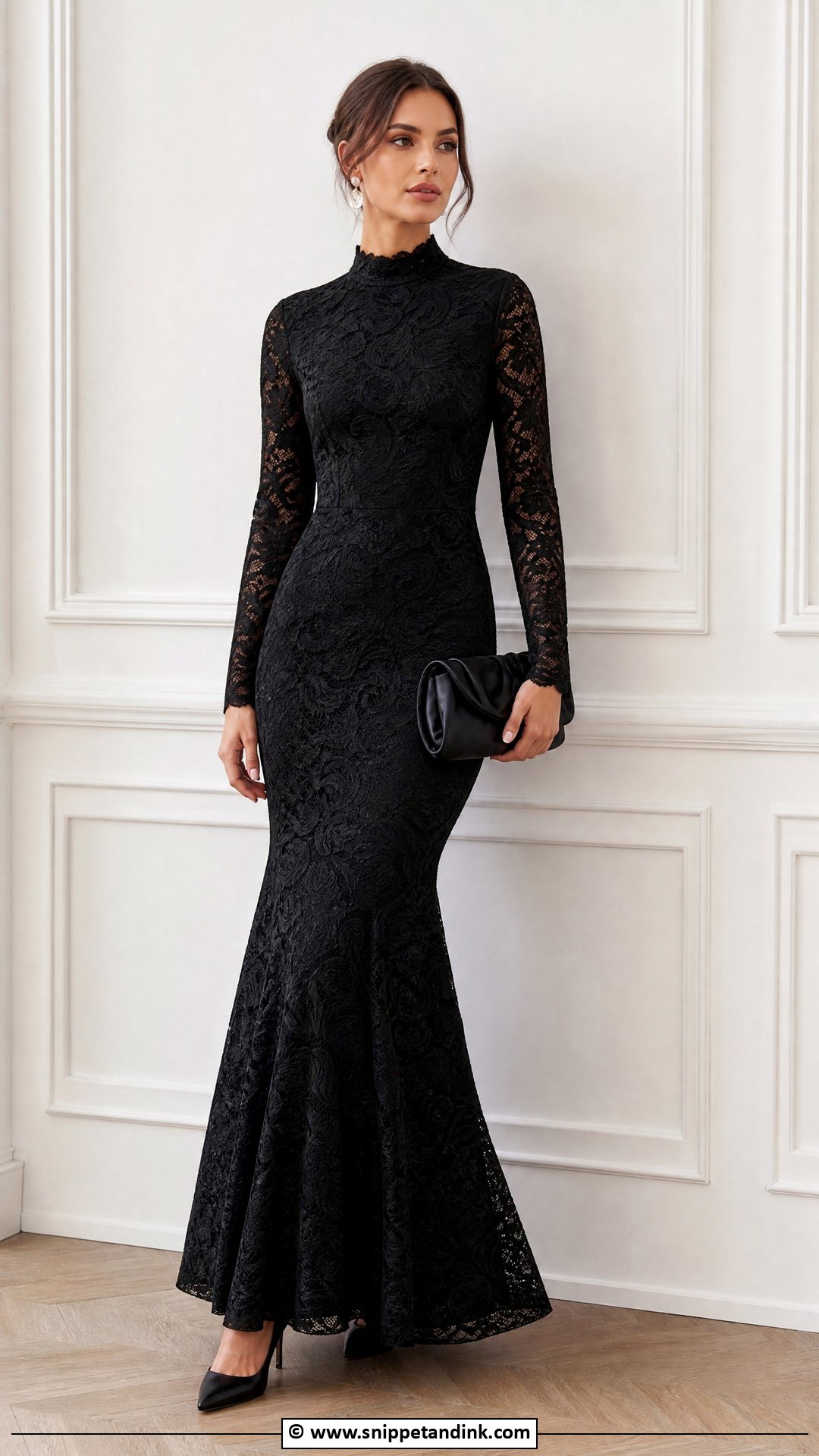 Cord Lace Gown With Illusion Neckline - Snippet and Ink - 35 Cord Lace Gown Styles