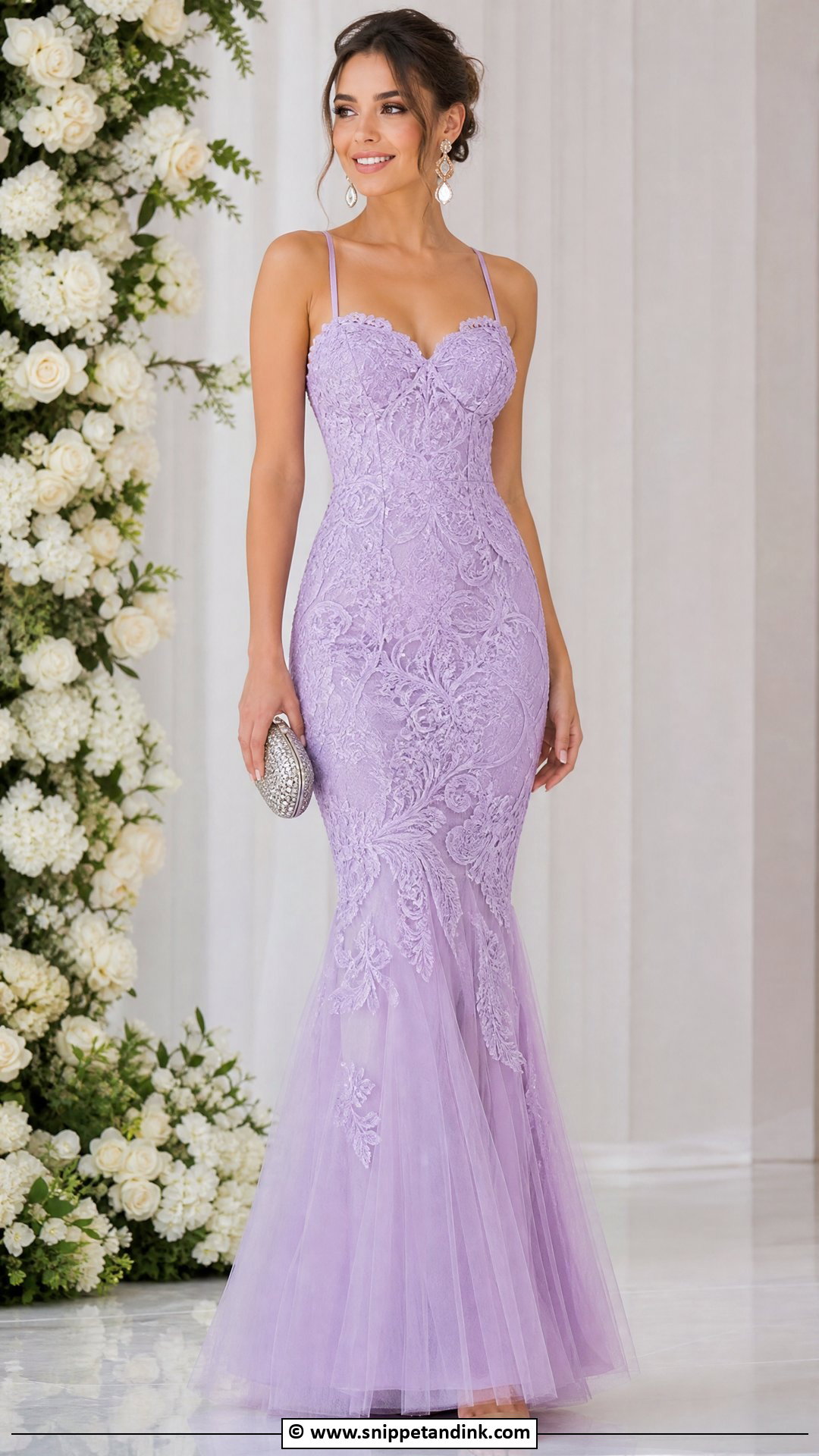 Cord Lace Gown With Tulle Hem - Snippet and Ink - 35 Cord Lace Gown Styles