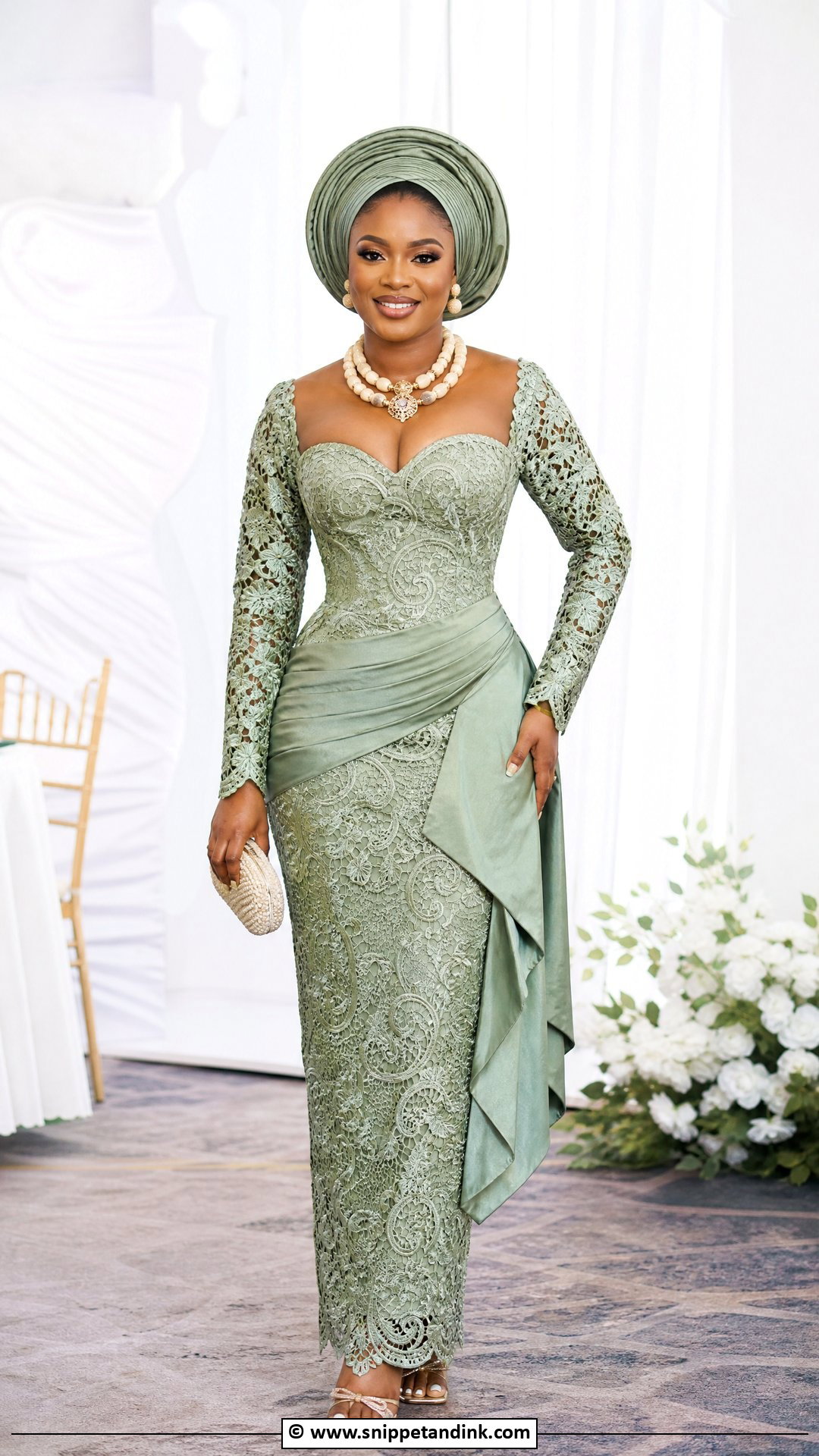 Cord Lace Gown With Wrapper Detail - Snippet and Ink - 35 Cord Lace Gown Styles