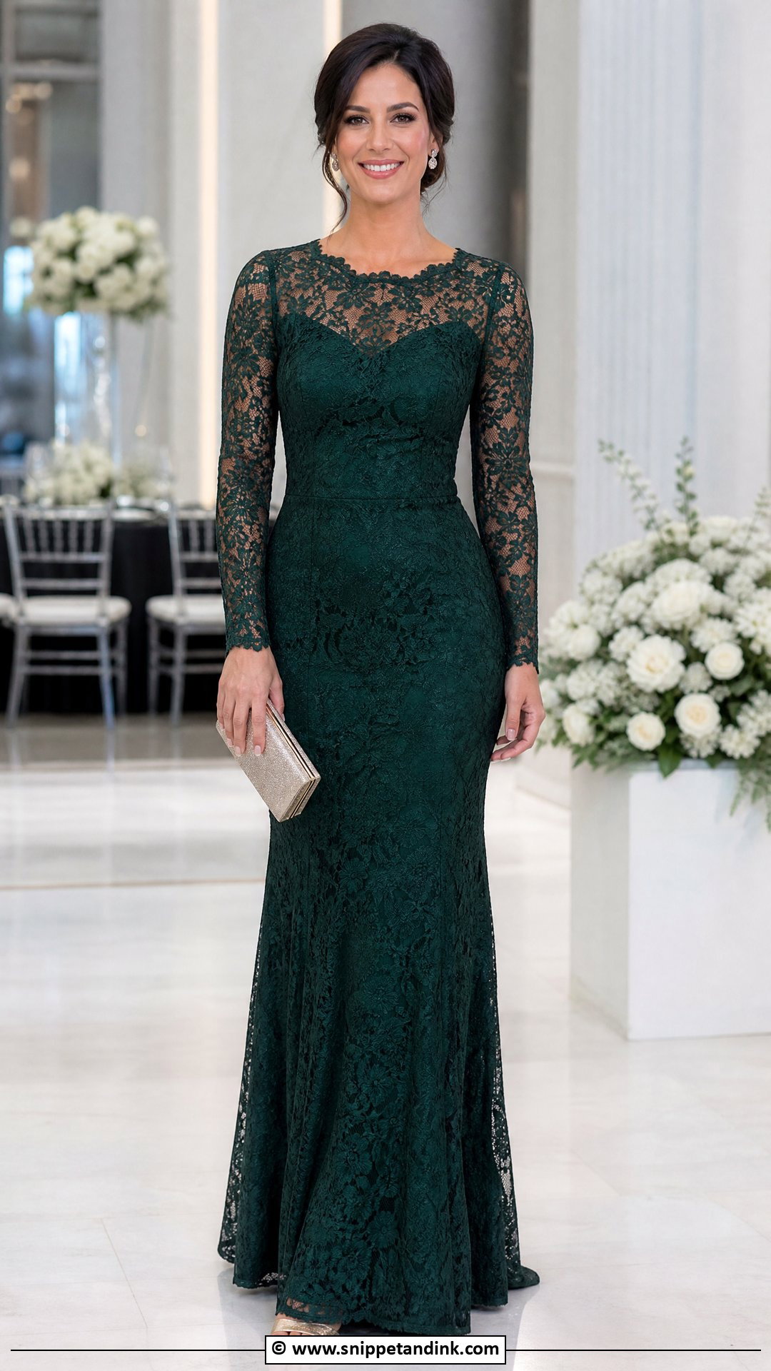 Cord Lace Long Sleeve Gown - Snippet and Ink - 35 Cord Lace Gown Styles