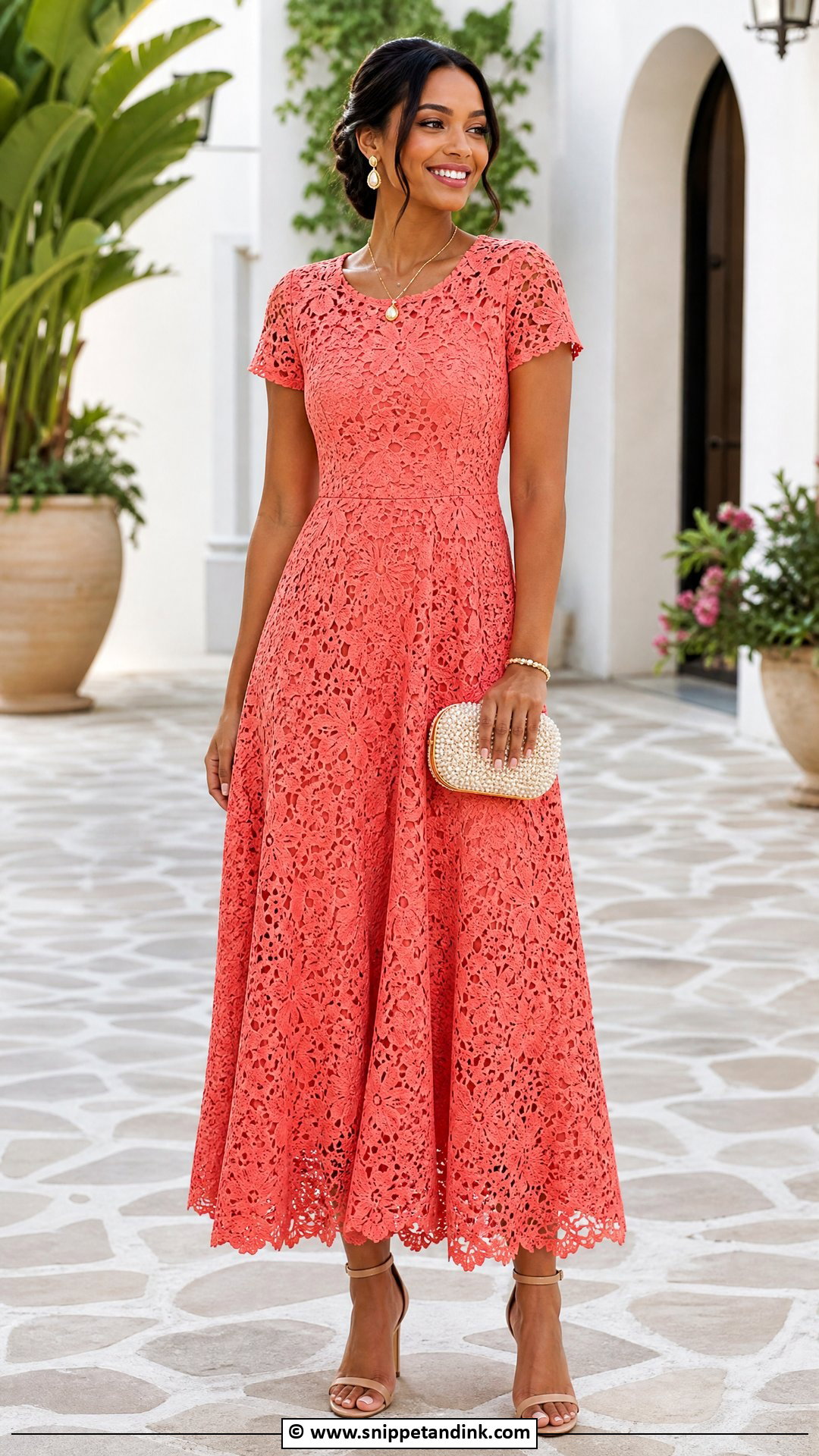 Cord Lace Short Sleeve Gown - Snippet and Ink - 35 Cord Lace Gown Styles