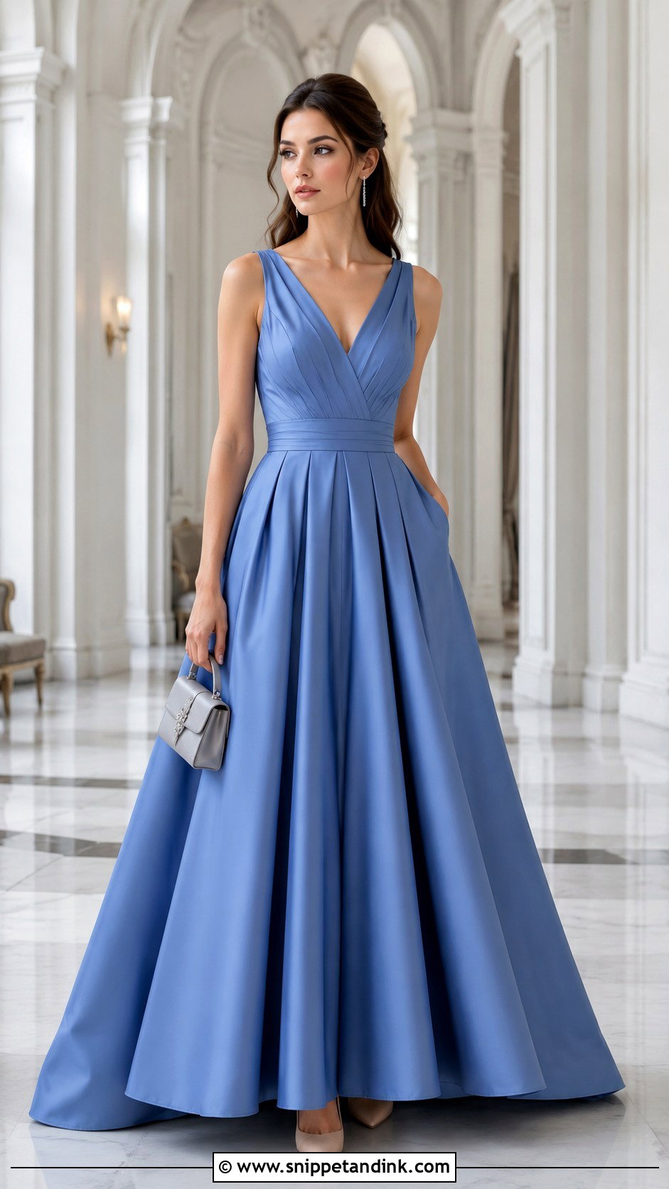 Cornflower Blue Pleated Ballgown - Snippet and Ink - 20 Blue Ballgown Ideas